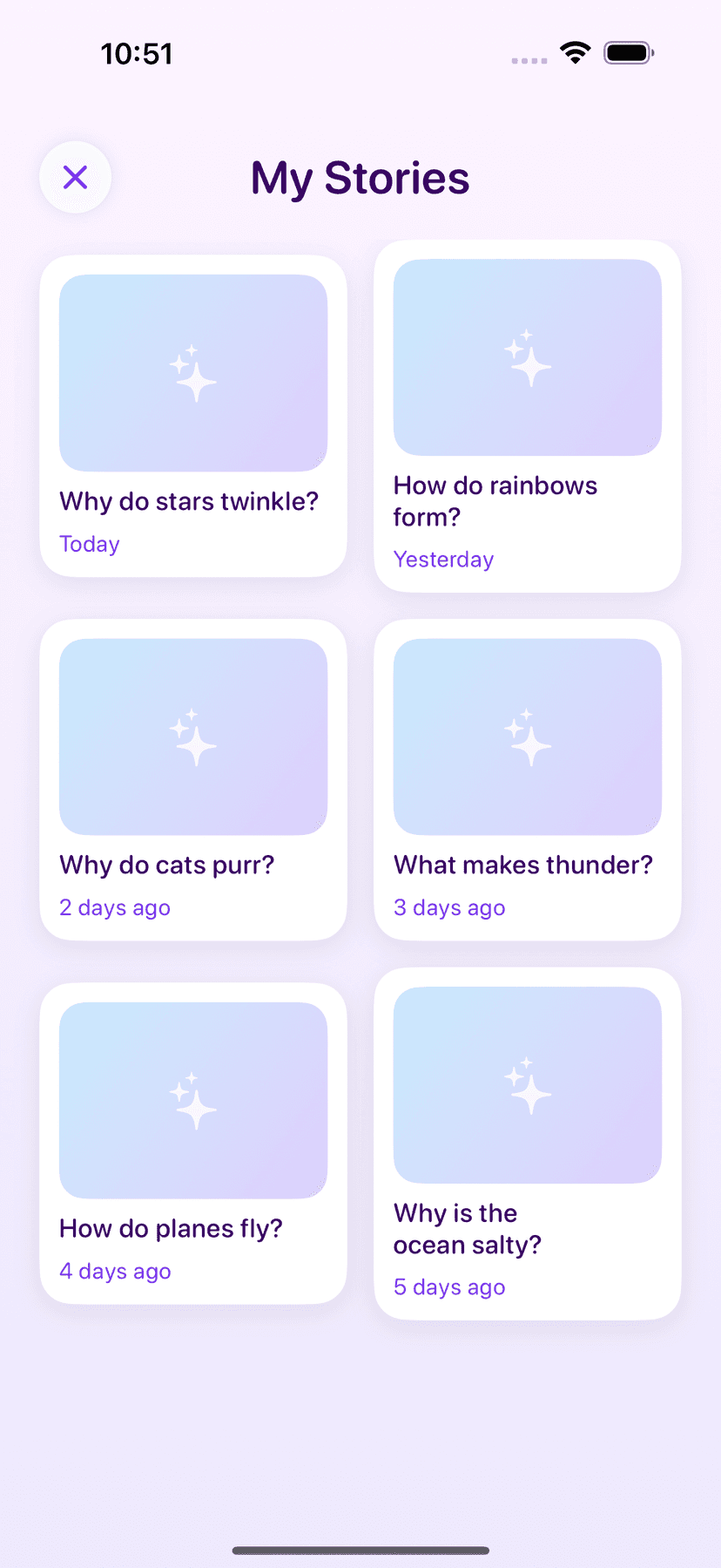Conversation history - Track your kid's learning journey
